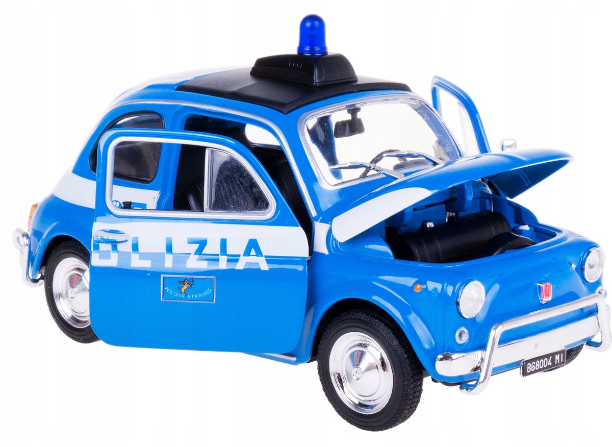 Welly Fiat Nuova 500 Politie Model Auto Metaal 1:24
