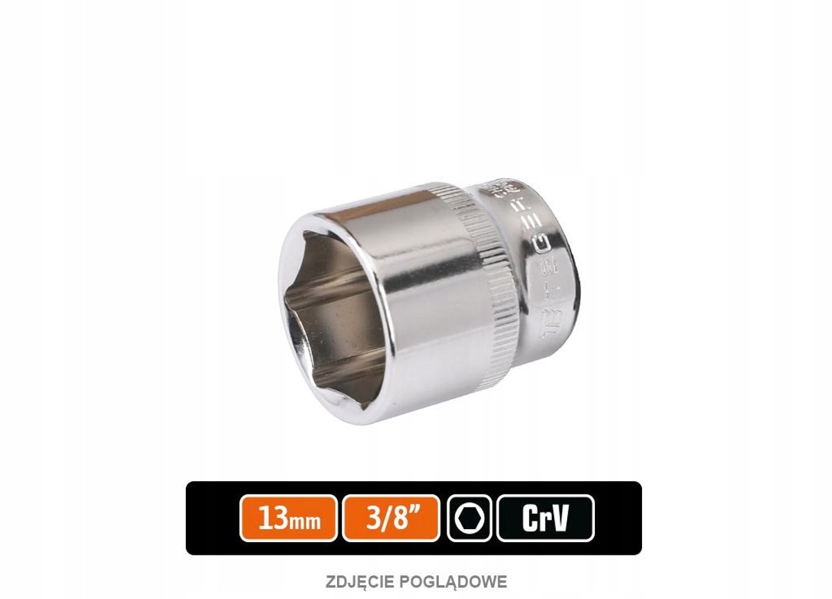 Dopsleutel 3/8" zeskant 13 mm CRV staal