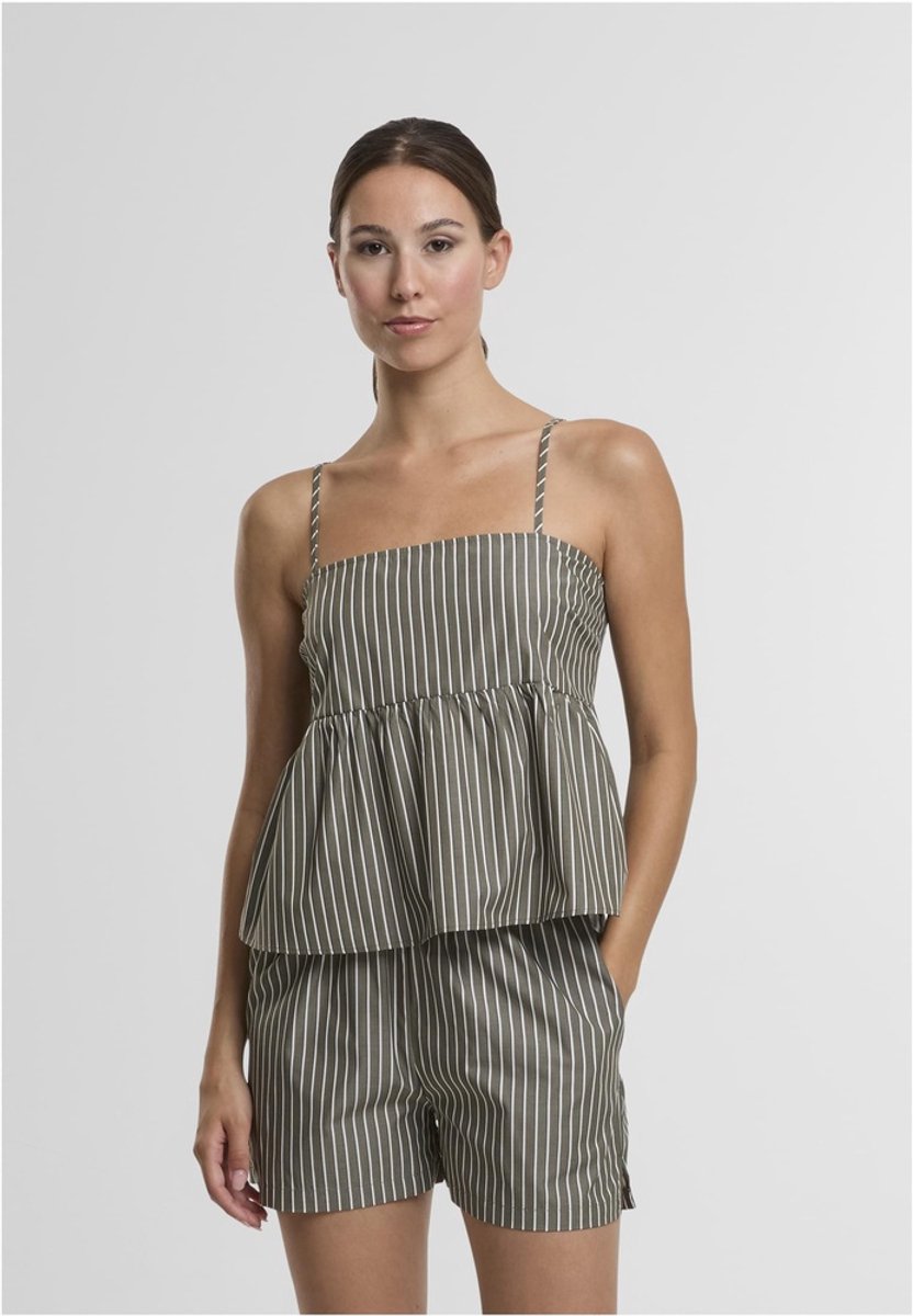 Urban Classics Striped Cotton Cami Mouwloze top L Olijfgroen