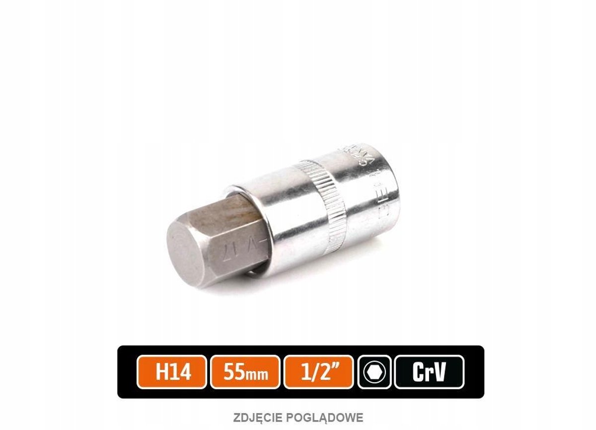 Dopsleutel 1/2" met HEX bit H14, 55 mm