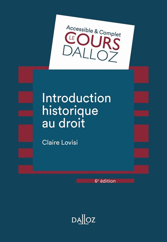 Cours - Introduction historique au droit 6ed - cover