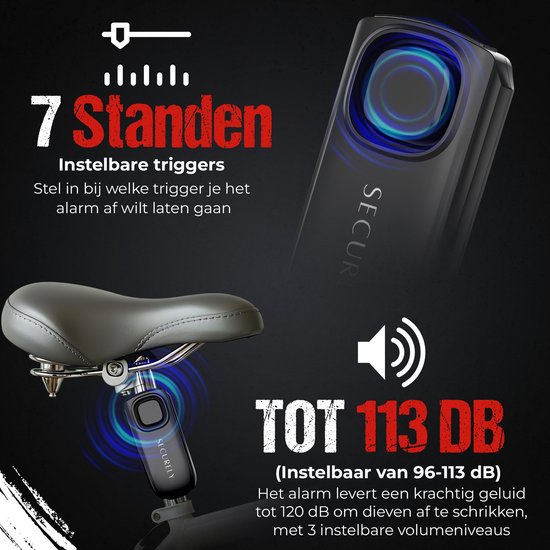 Alarme Antivol Moto Vélo Sans Fil 113dB étanche Avec Télécommande