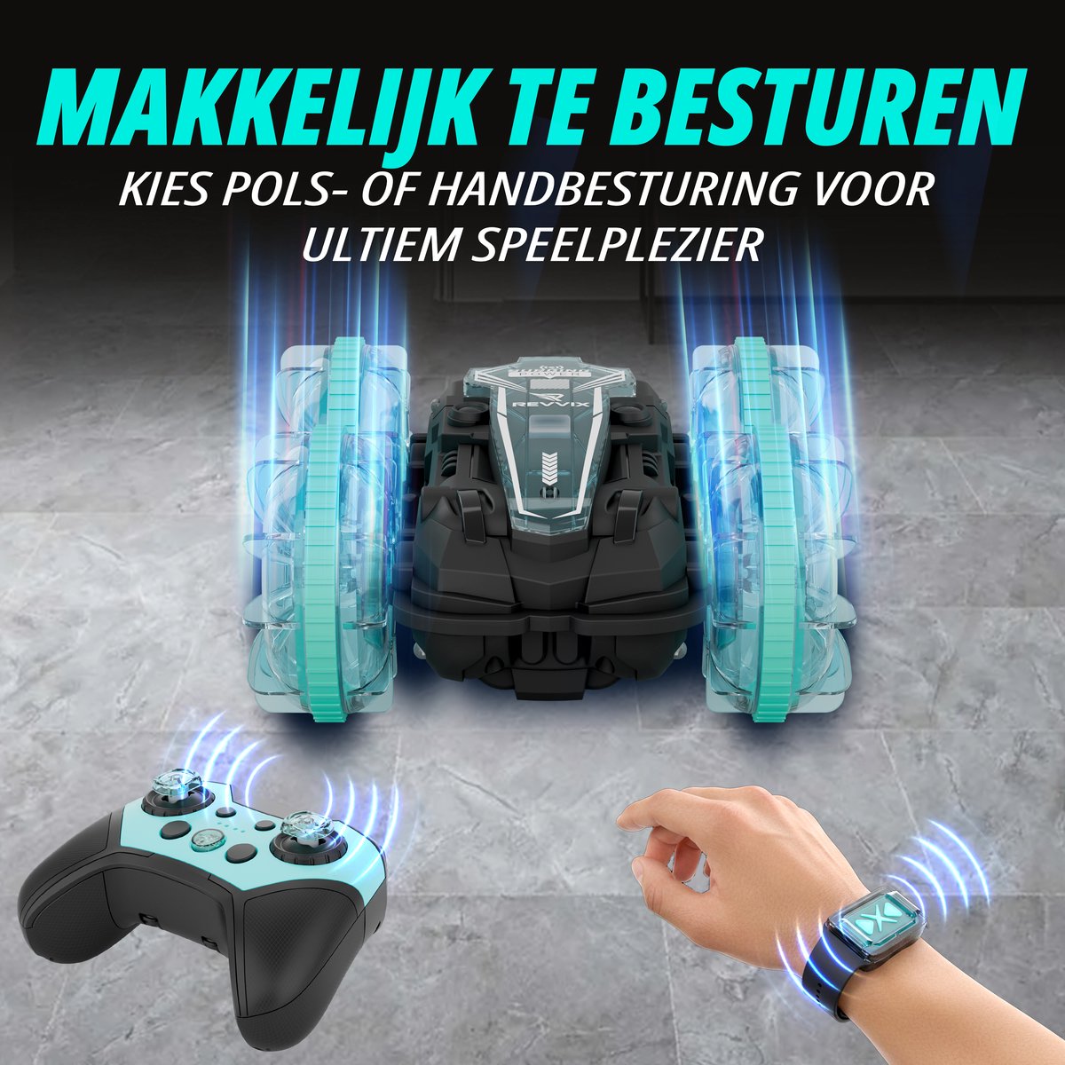 Revvix Bestuurbare Auto All-Terrain - RC Auto met 2 Accu's - Waterdicht - Speelgoed Auto Jongens - Buitenspeelgoed - Race Car/Boot Land & Water - Radiografisch — afbeelding 5