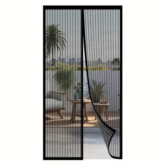 ForDig Vliegengordijn 213x100cm - Glasvezel A-kwaliteit - Luxe Deurhor Magnetisch - Horgordijn – Vliegengordijn – Hordeur - Zwart