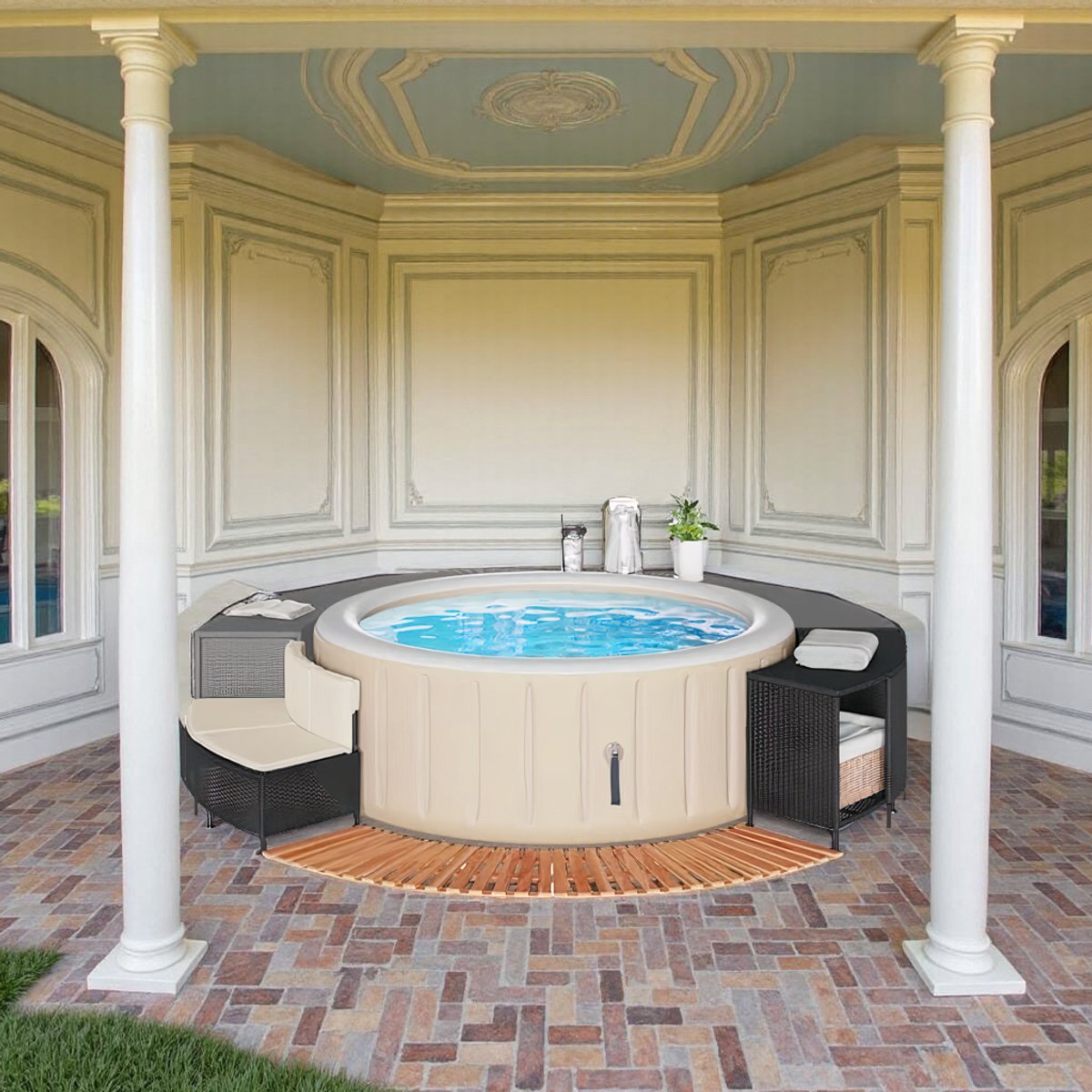 Luxe Whirlpool Badkuip Surround - Acaciahout & Weerbestendig - Luxe - €1.450,00