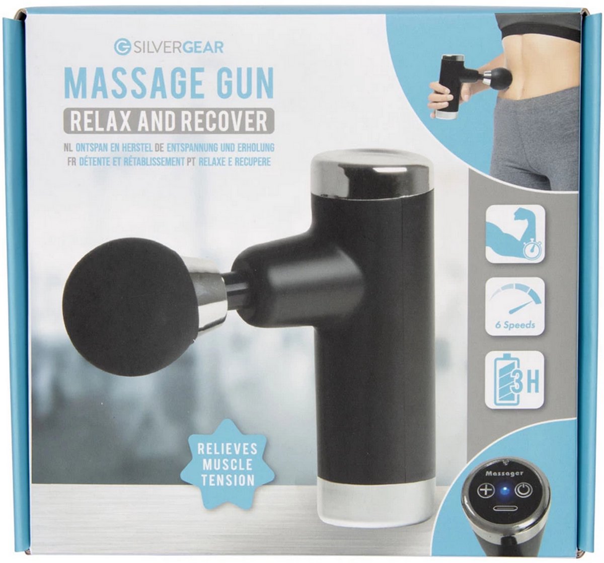 Afbeelding 3 van Mini massage gun Silver Gear (Zwart)