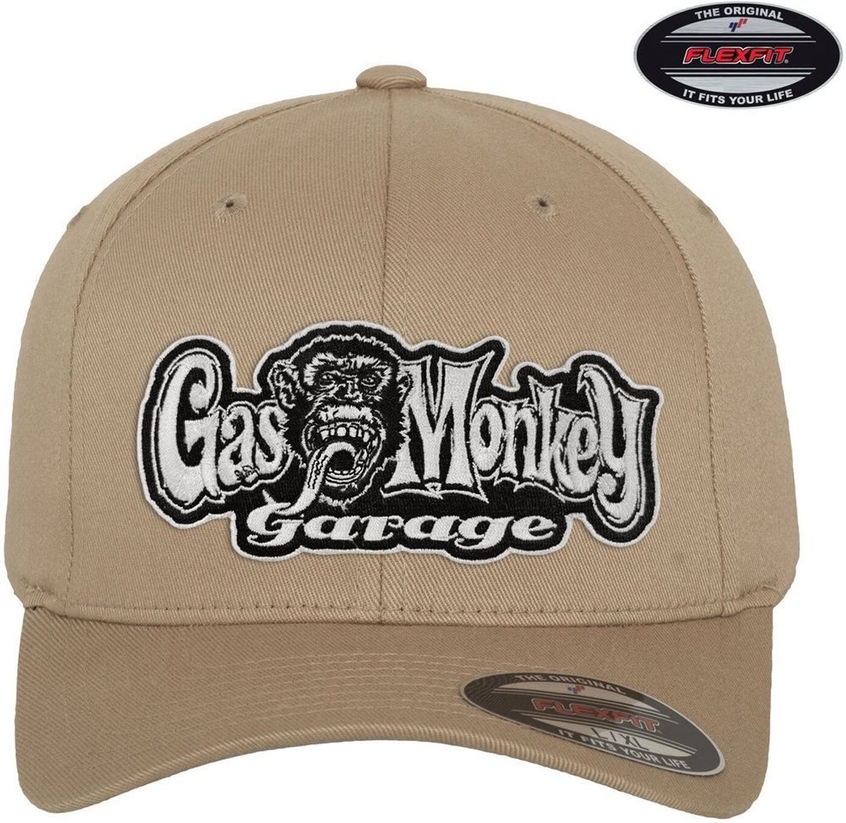 Gas Monkey Garage Flexfit Baseball Cap GMG-92-GMG9902-CB37 Khaki-L/XL