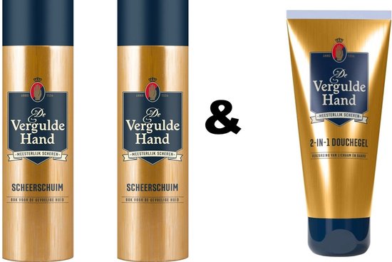 Crème à raser The Vergulde Hand (2 x 250 ml) et gel douche (200 ml)