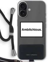 Case Company® - Hoesje met koord geschikt voor iPhone 16 hoesje met Koord - Ambitchious - Telefoonhoesje met Zwart Koord - Bescherming aan alle Kanten en Over de Schermrand