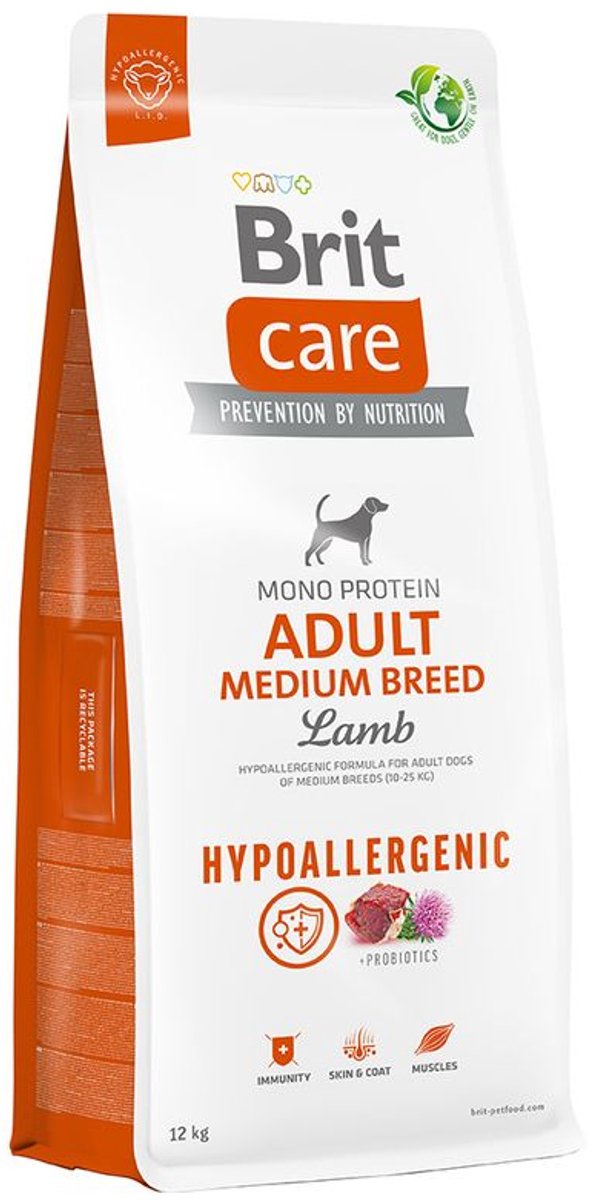 Brit Brit Care Adult Medium Lam hypo-allergeen 12kg met 50% vlees!