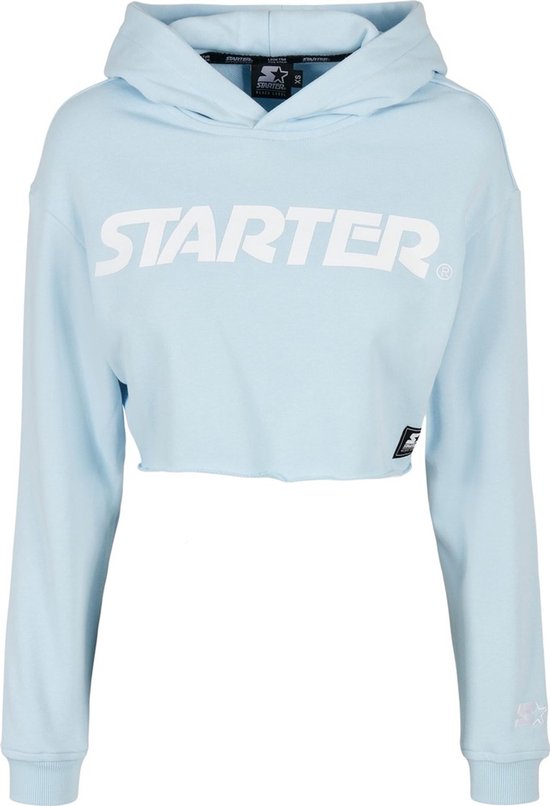 Sweat à capuche court Urban Classics - XS- Logo icewaterblue Blauw