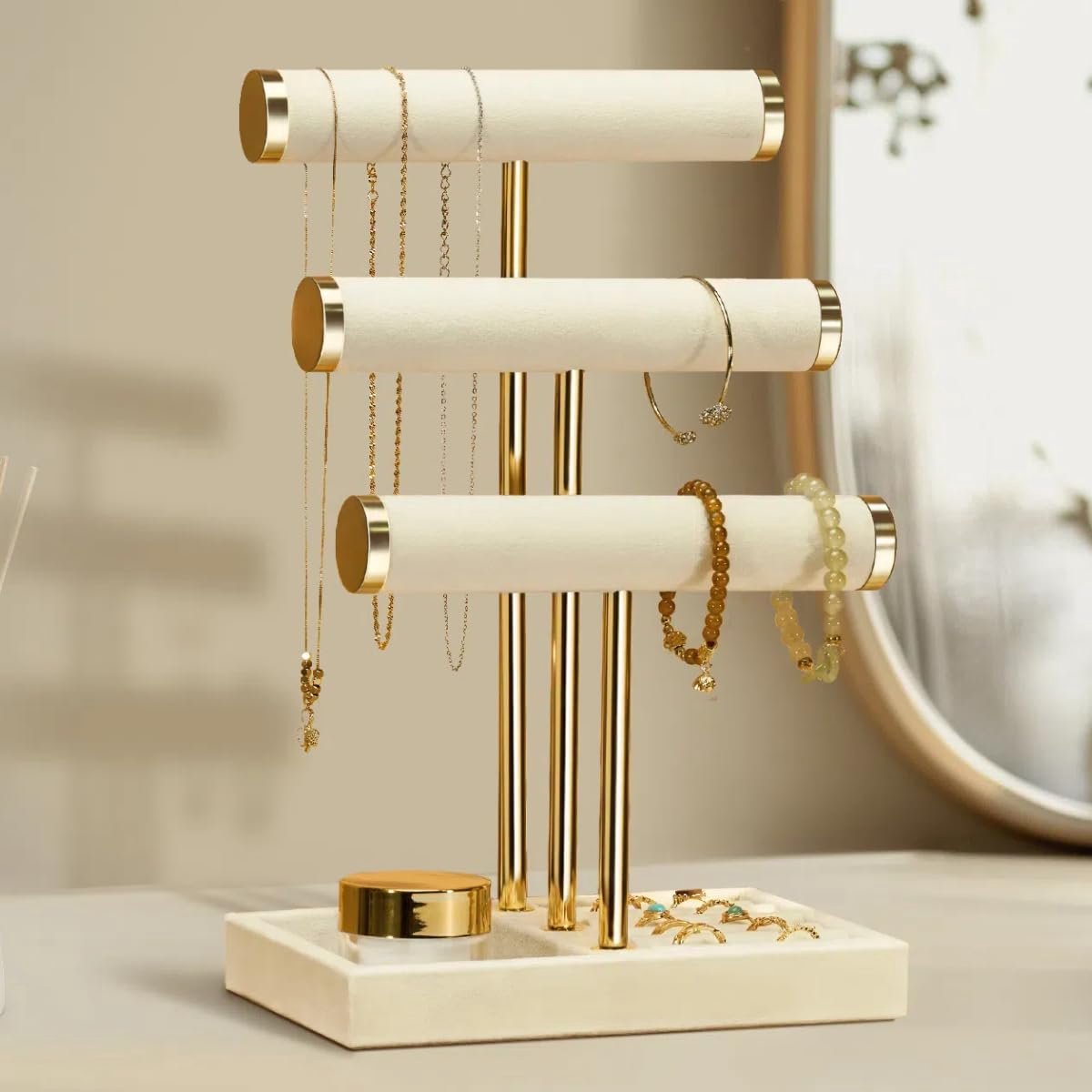 Ibenzoa® Elegante driedelige sieradenstandaard voor armbanden en kettingen
