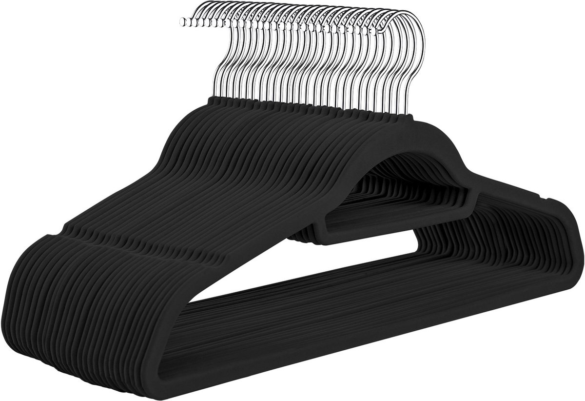 EXCITAT 30-pack - Antisliphangers - Kleine haken - Draaibare haken - 0,6 cm dik - Ruimtebesparend - Lengte 43,5 cm - Zwart