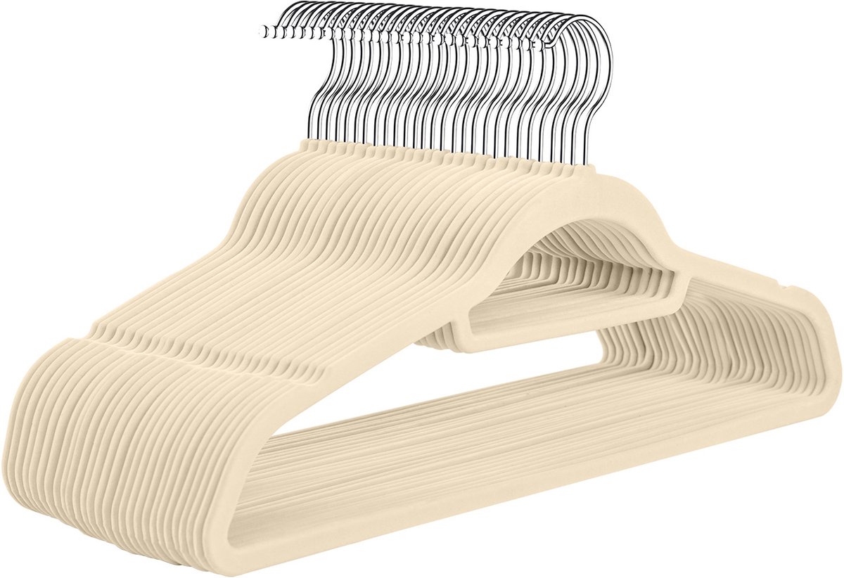 EXCITAT Verpakking van 30 - Antisliphangers - Kleine haken - Draaibare haken - Dikte 0,6 cm - Ruimtebesparend - Lengte 43,5 cm - Ivoor