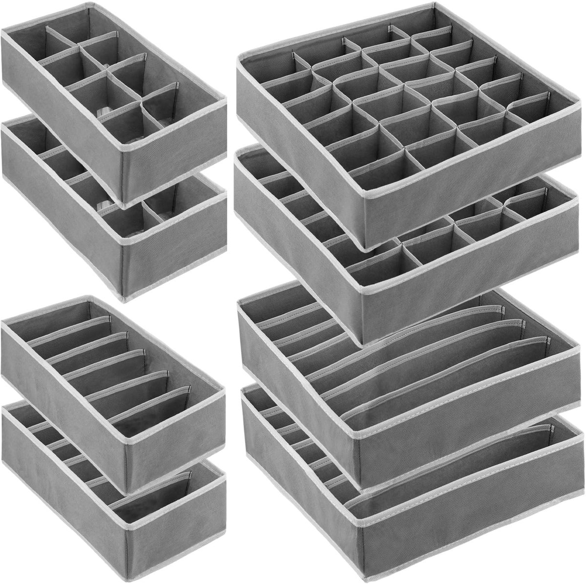 Azomor® Set van 8 opvouwbare stoffen lade-organizers voor efficiënte kastindeling