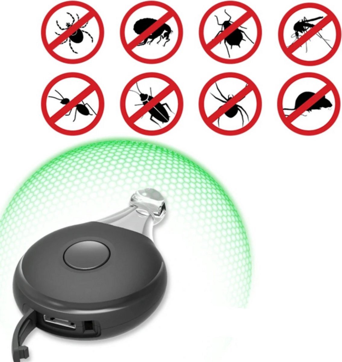 Draagbare Ultrasone Insectenbestrijding Apparaat - Oplaadbare Anti-Bug Repeller voor Vlooien, Teken en Luizen | Insectenpreventie voor Huisdieren en Buitenactiviteiten