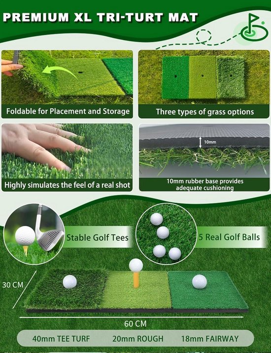 Stripe golf oefennet multi-target met golfmat en 5 zachte ballen