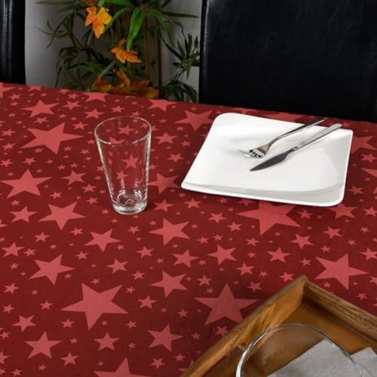 smiry Tafelkleed voor Kerstmis, afwasbaar, 140 x 300 cm, rood met