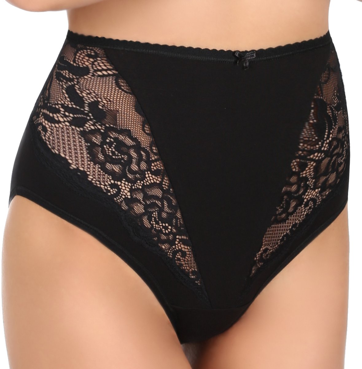 FUNNY DAY Dames Slip KLARA - Zwart - Maat 2XL - Hoge taille met kant