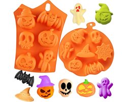 2 Stuks Halloween bakvormen - Siliconen vormen - Halloween spookvormen - Pompoenvormen - Chocoladevormen - Halloween pompoenvormen - Halloween DIY bakgereedschap - Oranje