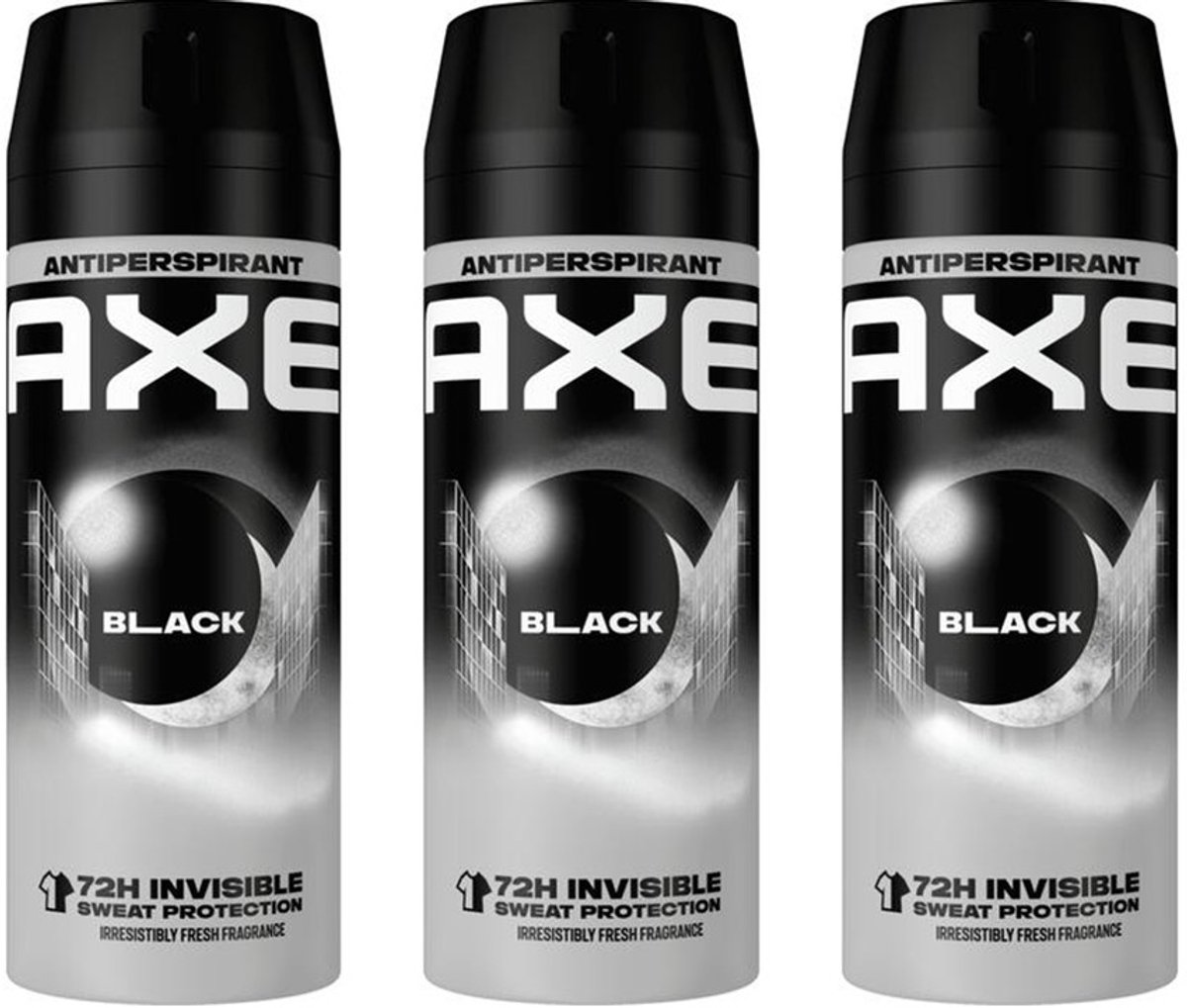 Axe Deo Spray Black Dry - 3 x 150 ml - 72H Anti-Perspirant - Anti Sweat