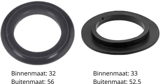 2 maten Rubberen Afdichtingsring voor korfplug - rubber | afdichting | spoelbak | korfplug | zeef | zeefrubber | rubberring | binnenmaat : 32,8 mm | buitenmaat : 52.5 mm | binnenmaat : 32,8 mm | buitenmaat : 56 mm