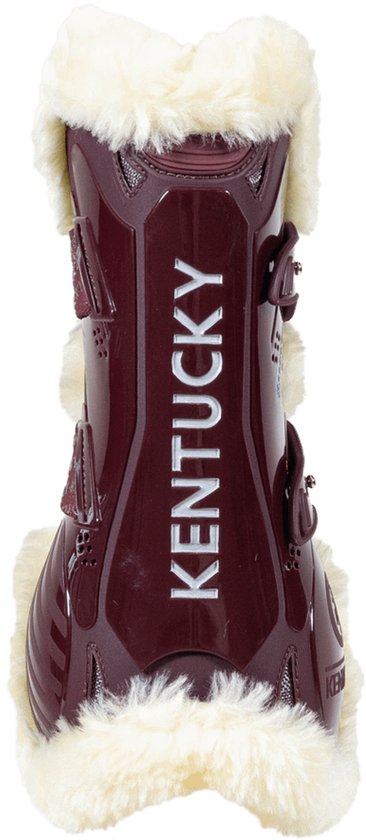 Bordeauxrode peesbeschermer met witte fleece voering en gespen. Verticaal 'KENTUCKY' logo.