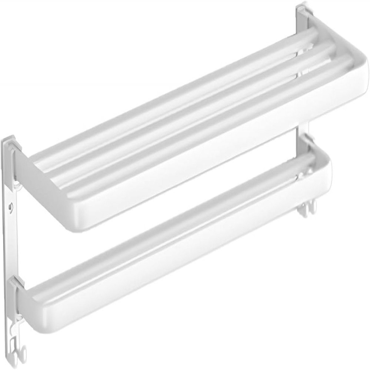 1 witte dubbele opvouwbare handdoekhouder - aluminium opbergrek voor een badkamer zonder stoten