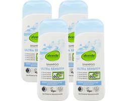 Alverde Naturkosmetik Shampoo Ultra Sensitive | MULTI-VERPAKKING 4x 200 ml - Zonder sulfaten, zonder parfum, zonder alcohol en zonder siliconen