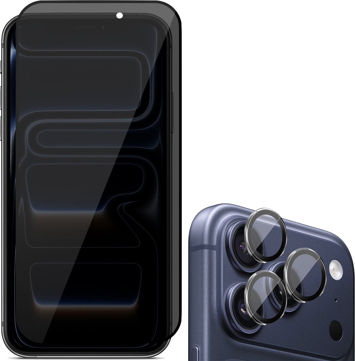 Privacy Screenprotector & Camera Protector geschikt voor iPhone 17 Pro Max - Volledig Dekkend Glas