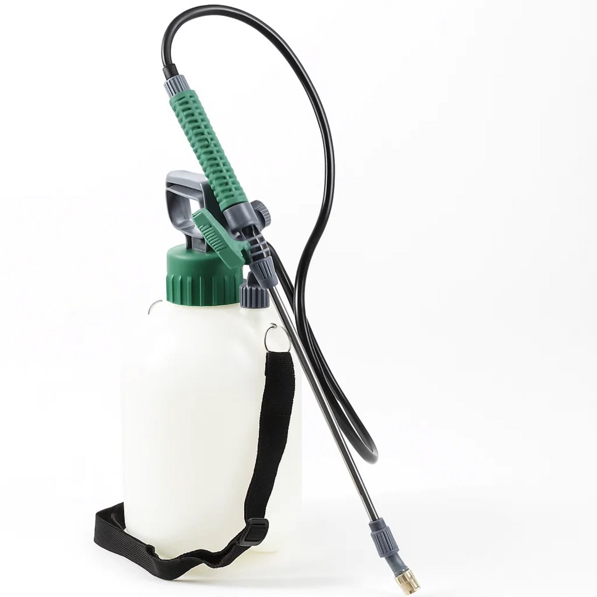 Lomera Plantensproeier 5 Liter - Drukspuit 5 Liter - Draagriem - Veiligheidsventiel - Polyethyleen Materiaal - Doorschijnende Tank - Handvat - Ongediertebestrijding - Onkruid Verdelgen - Verstelbaar Mondstuk - Te Vergrendelen Trekker