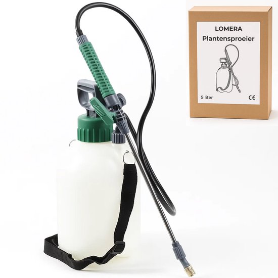 Lomera Plantensproeier 5 Liter - Drukspuit 5 Liter - Draagriem - Veiligheidsventiel - Polyethyleen Materiaal - Doorschijnende Tank - Handvat - Ongediertebestrijding - Onkruid Verdelgen - Verstelbaar Mondstuk - Te Vergrendelen Trekker van Merkloos	 — afbeelding 3
