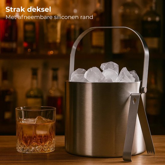 Mokylor Roestvrijstalen Ijsemmerset, 27,6 OZ Dubbelwandige Ijsemmer Houd Ijs Langer Bevroren met Deksel en Schep, Ijsemmer voor Ideaal voor Cocktailbar, Feesten, Koelwijn, Champagne(Rood