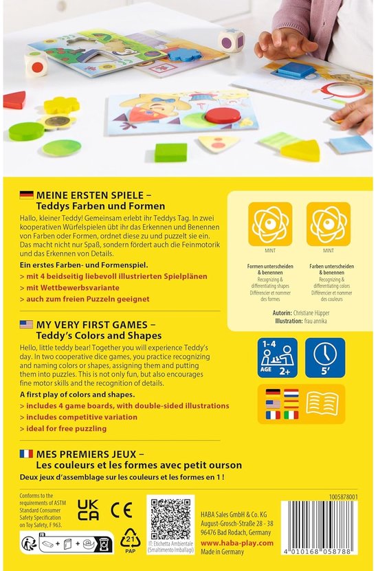 Jeu éducatif HABA - Mes Premiers Jeux : Les Couleurs Et Les Formes Avec Petit Ourson - À Partir De 2 Ans