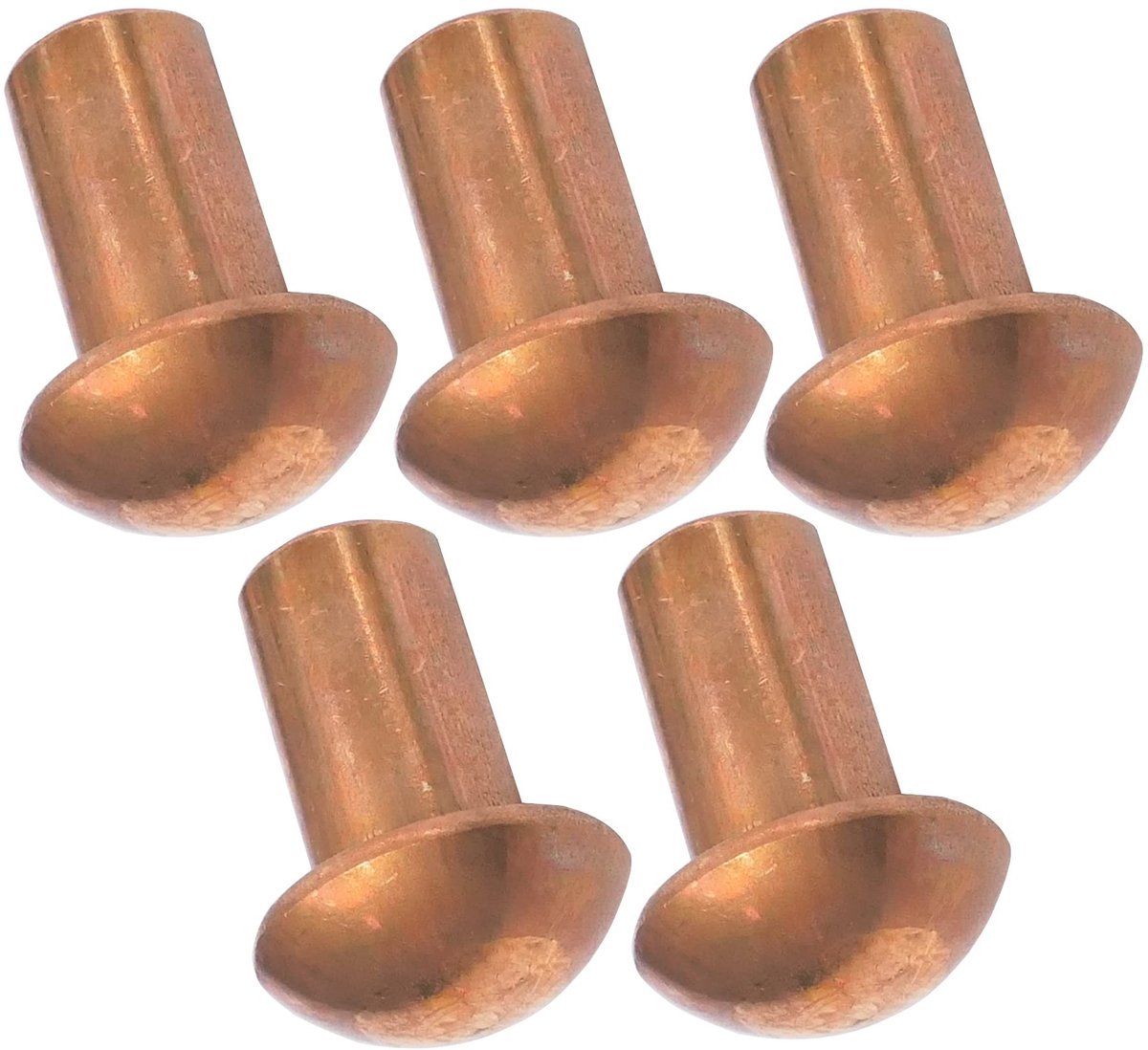 C48041 - Set van 5 koperen klinknagels Ã˜ 6 x 10 mm - Halfronde kop - DIN 664