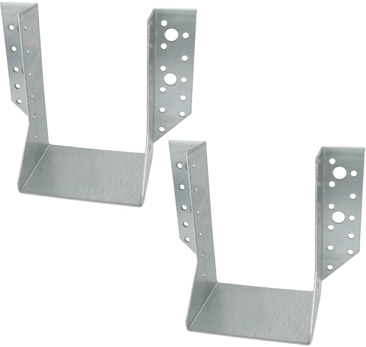 C58635 - Set van 2 bar schoenen - 100 x 140 x 75 mm - Galvanized staal Z275 met 4 + 34 gaten