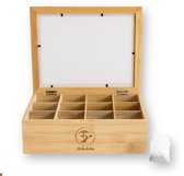 Arboledia Bamboe Theedoos - Theedoos 12 Vaks - Theekist - Thee Organizer - Verstelbare Theedoos - 12 Vakken - 28 cm x 23 cm