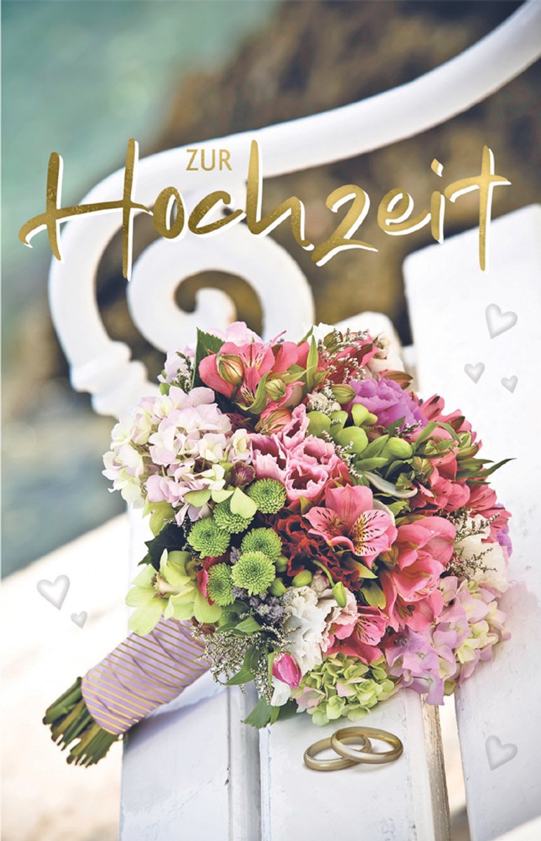 SUSY CARD Huwelijkskaart 'Bloemenboeket/Ringen