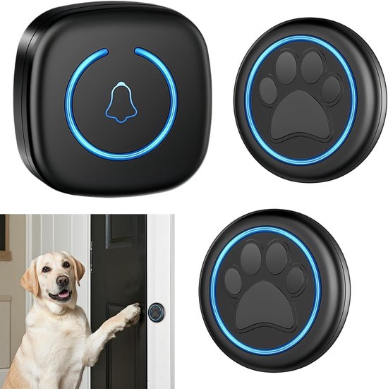 Gsedaox - Cloche sans fil pour chat/chien - Sonnette intelligente à LED pour Chiens - Sonnette étanche avec portée de 300 m - 60 sonneries - 5 niveaux de volume réglables