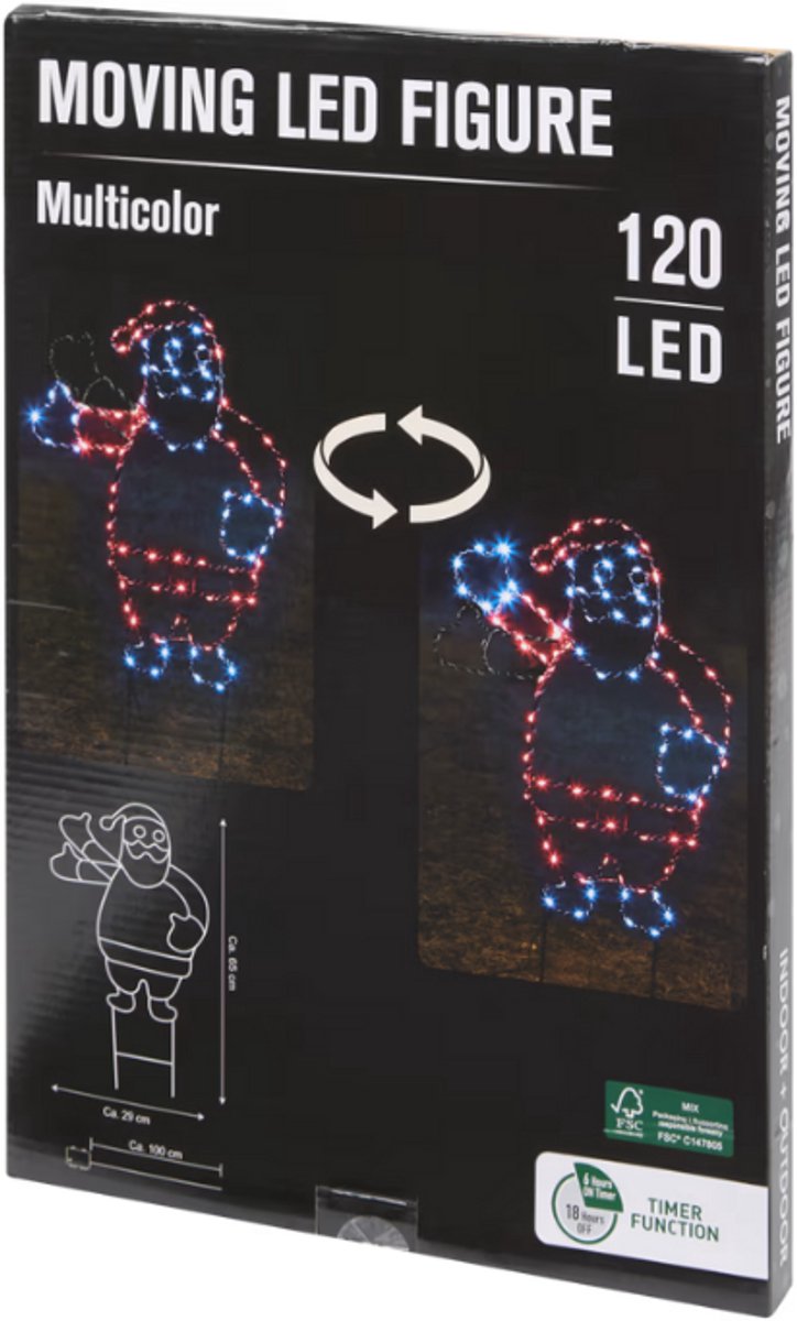 Draaiend LED-figuur voor Kerstdecoratie met merkloos design.