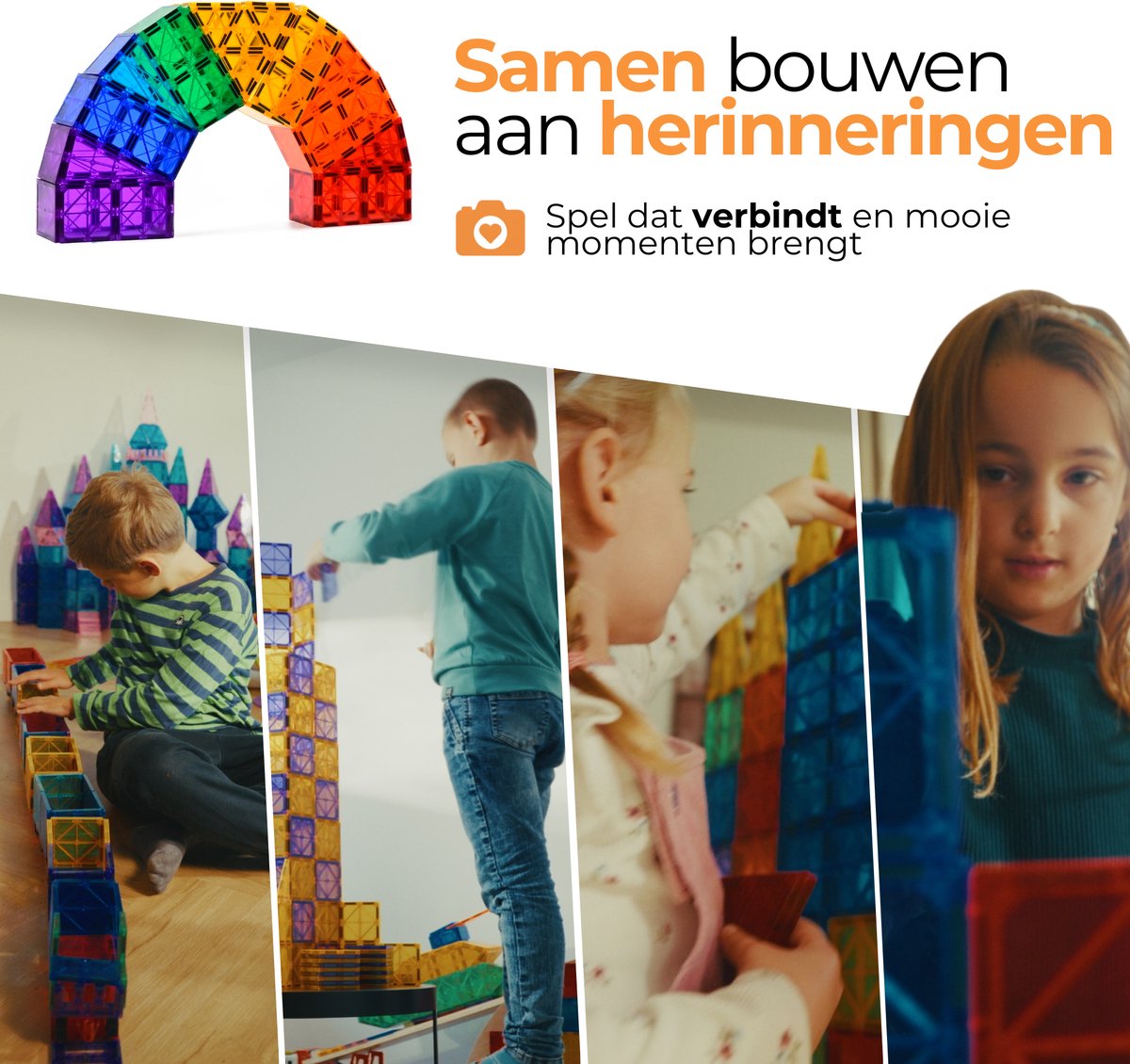 Magna Minds - Magnetic Tiles - Magnetisch Speelgoed - 80 stuks - Constructie speelgoed - Magnetische tegels - Montessori speelgoed - Magnetic toys - Magnetische bouwstenen - Speelgoed Kinderen — cadeau in Spellen & Speelgoed - foto 7
