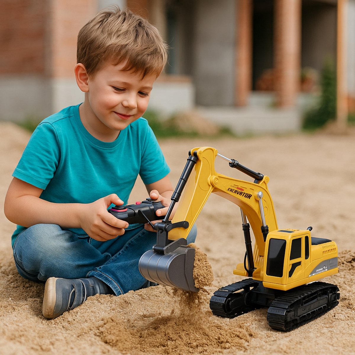 Boncy® RC Graafmachine Speelgoed - Bestuurbare Graafmachine voor Kinderen & Zandbak - Vrachtwagen Voertuigen Afstandbestuurbaar - Tractor Buitenspeelgoed - Bestuurbaar Kraan Jongens Meisje - Afstandsbestuurbaar Elektrisch Robot Auto Afstandsbediening — afbeelding 6