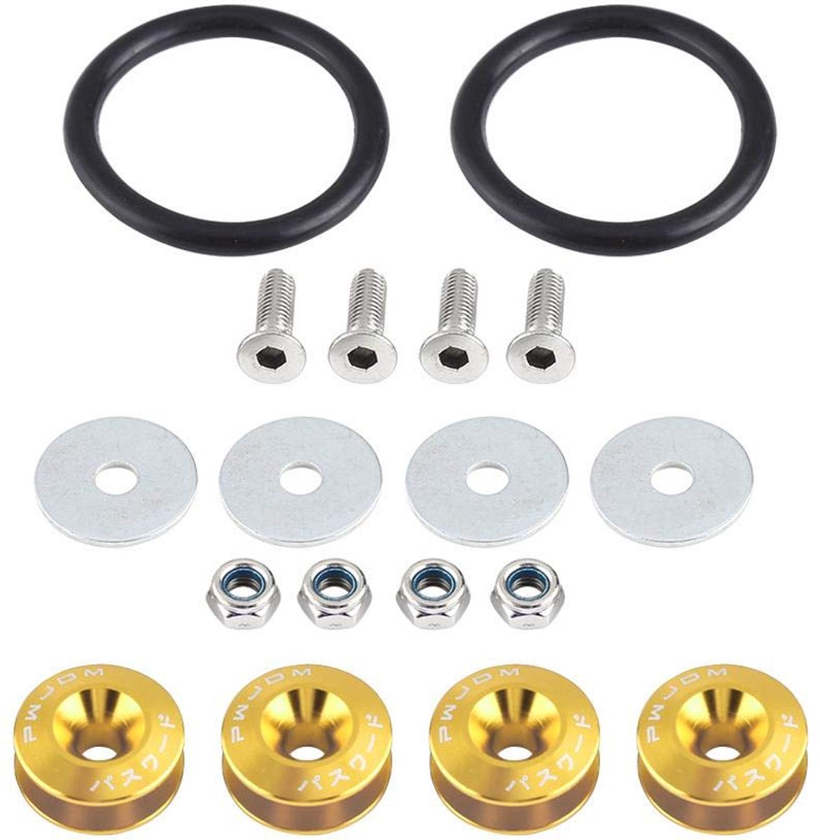 Aluminium Bumper Fasteners Kit - Geel - Voor Motor Bay Dress Up - Quick Release Bevestigingen