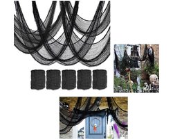 halloween decoratie - halloween versiering - 5 stuks - horror decoraties - feestartikelen - voor spookhuis, feest, tuin, deuren, tuin, ramen en decoratie - zwart - Halloween enge doeken - 76*183 cm