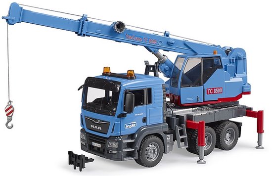 Bruder 3771 Vrachtwagen MAN met kraan blauw