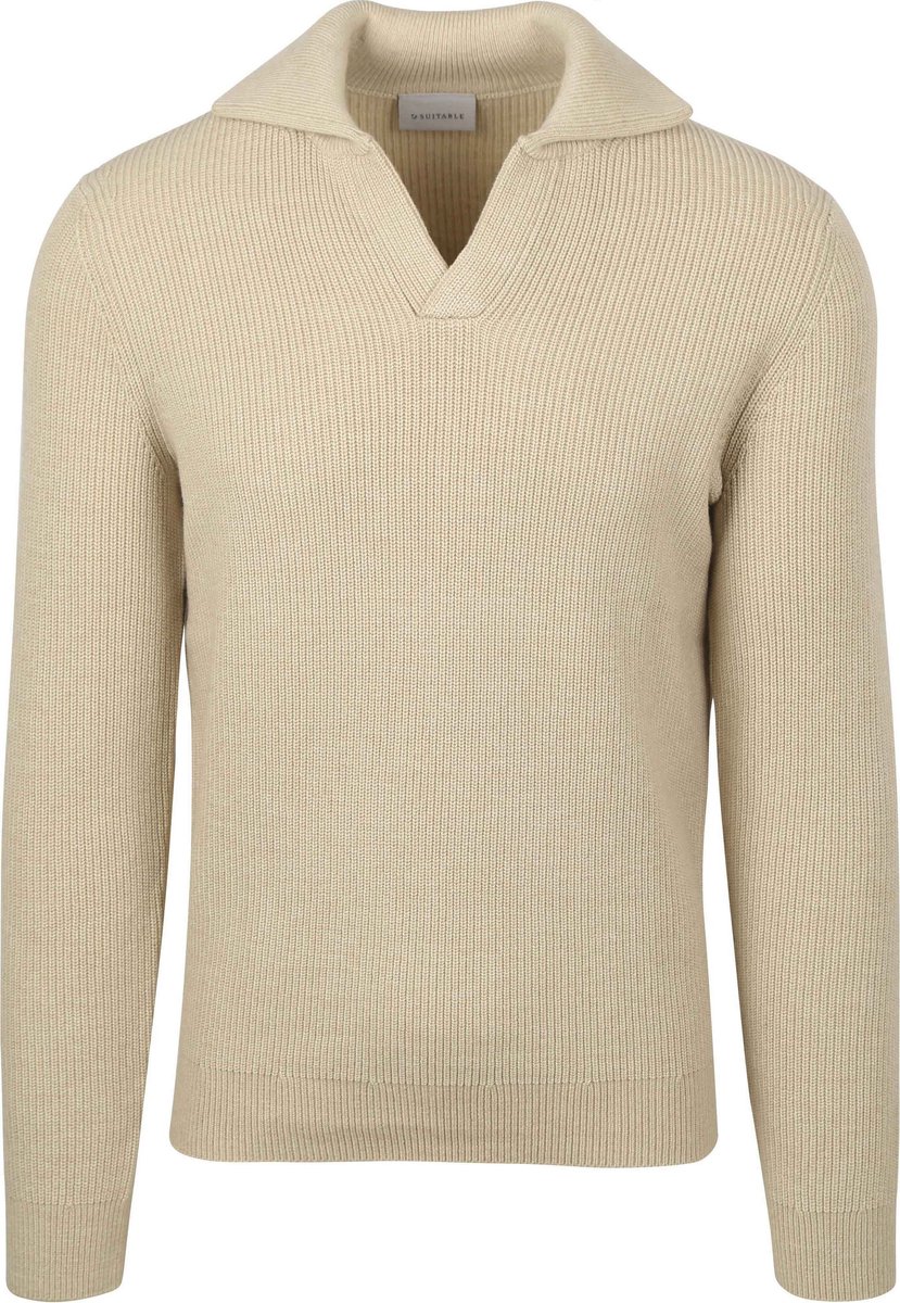 Suitable Trui Riva Knit Ecru - Maat M - Heren - Pullover