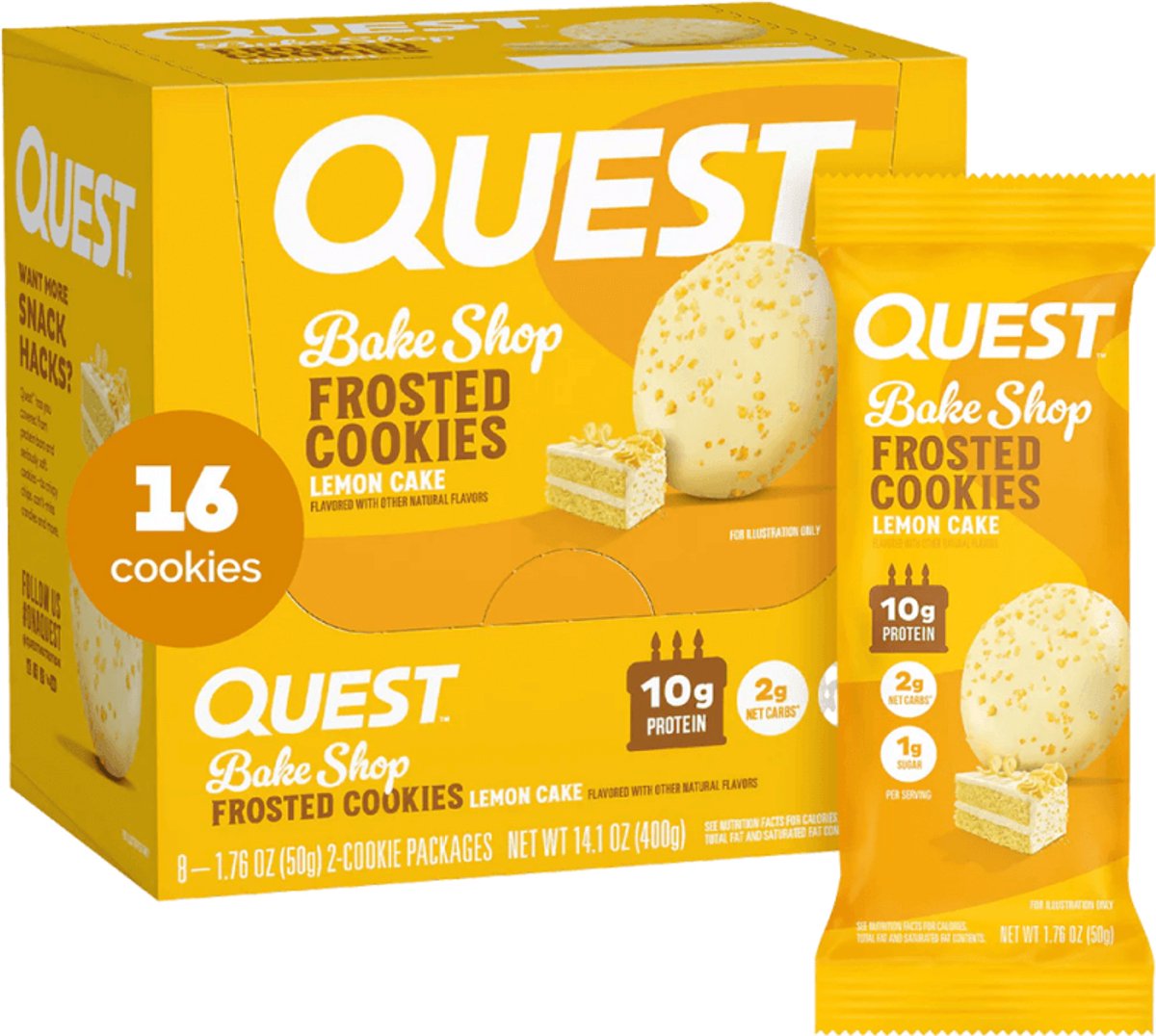 Quest Nutrition Protein Frosted Cookies (8x25g) Lemon Cake - Functionele voeding - Eiwit Snacks