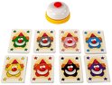 Halli Galli Junior spel met bel en acht clownkaarten.