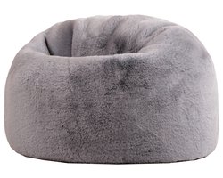 icon - Kingston Kinderzitzak Stoel - Fluffy Pluche Imitatiebont - Grijs