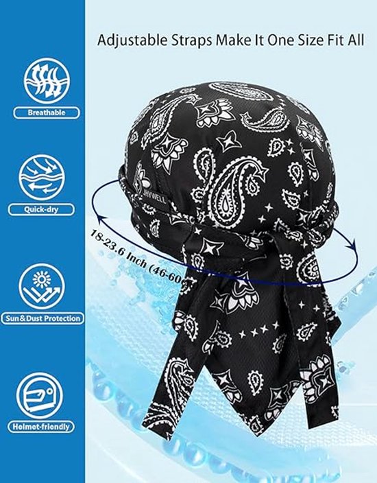 Hoofdband - Koelbandana - Fietsbandana - 6 stuks - Bandana - Zweetafvoerende bandana - Grote maat - Motorbandana - Ademende bandana - Unisex - Multicolor van Merkloos — afbeelding 4